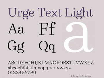 UrgeText-Light Version 1.001;PS 001.001;hotconv 1.0.56 Font Sample