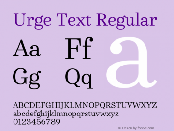 UrgeText-Regular Version 1.001;PS 001.001;hotconv 1.0.56 Font Sample