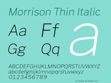 Morrison Thin Italic Version 1.030; ttfautohint (v1.8.1) Font Sample