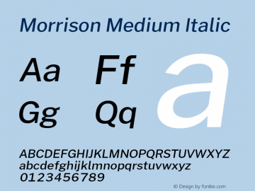 Morrison Medium Italic Version 1.030; ttfautohint (v1.8.1) Font Sample