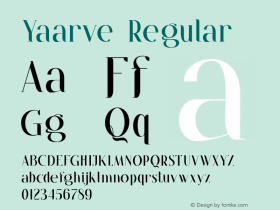 Yaarve Version 1.000 Font Sample