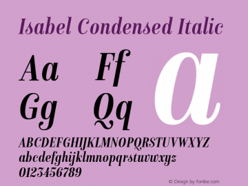 Isabel Condensed Regular-Italic Version 1.000图片样张