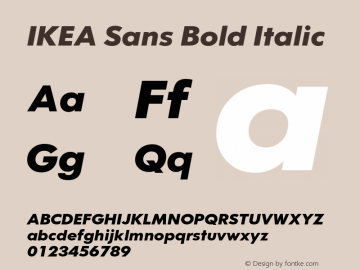 IKEASans-BoldItalic Version 1.00 Font Sample