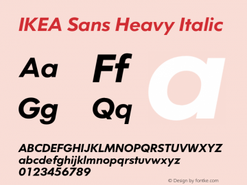 IKEASans-HeavyItalic Version 1.00 Font Sample