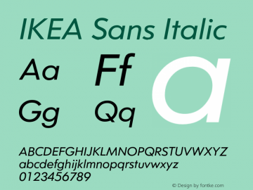 IKEASans-Italic Version 1.00 Font Sample