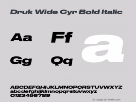 DrukWideCyr-BoldItalic Version 1.1 2017 Font Sample