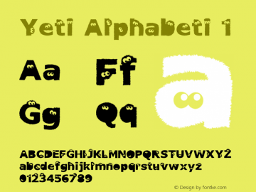 Yeti Alphabeti Layer1 Version 001.000 Font Sample