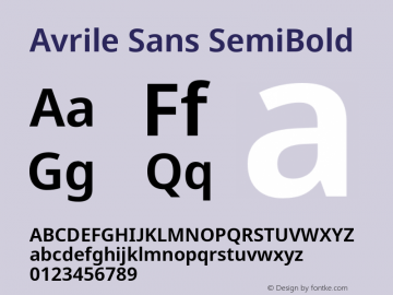 Avrile Sans SemiBold Version 2.001 Font Sample