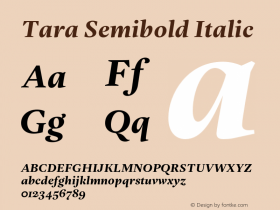 Tara Semibold Italic Version 1.0 Font Sample