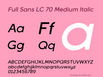 Full Sans LC 70 Medium Italic Version 1 Font Sample