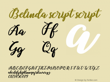 Belindascript-script Version 1.000 Font Sample