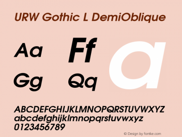 URW Gothic L DemiOblique Version 1.07 Font Sample