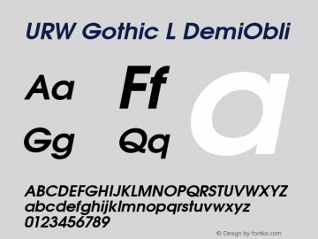 URW Gothic L DemiObli Version 1.06 Font Sample