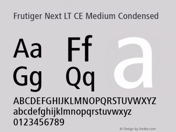 Frutiger Next LT CE Medium Condensed Version 3.01 Font Sample