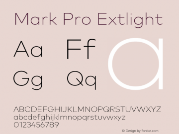 Mark Pro Extlight Version 7.504; 2016; Build 1022 Font Sample