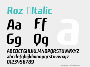 Roz Italic Version 001.001 Font Sample