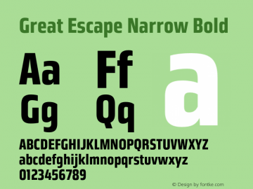 GreatEscapeNarrowRg-Bold Version 1.100 Font Sample