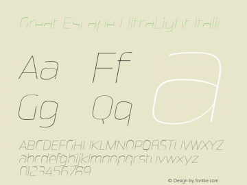 GreatEscapeUl-Italic Version 1.100图片样张