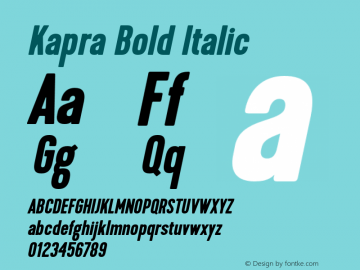 Kapra-BoldItalic Version 1.000;PS 001.001;hotconv 1.0.56 Font Sample