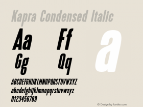 Kapra-CondensedItalic Version 1.000;PS 001.001;hotconv 1.0.56图片样张