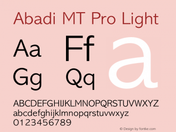 AbadiMTPro-Light Version 2.000 Build 1000 Font Sample