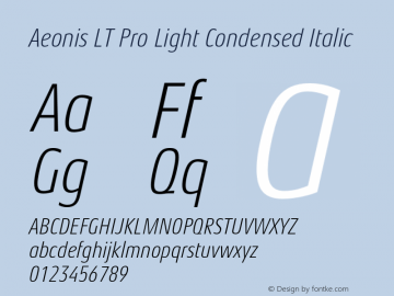 Aeonis LT Pro Light Cond It Version 1.100 Font Sample