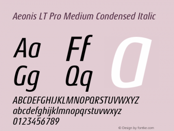 Aeonis LT Pro Medium Cond It Version 1.100 Font Sample