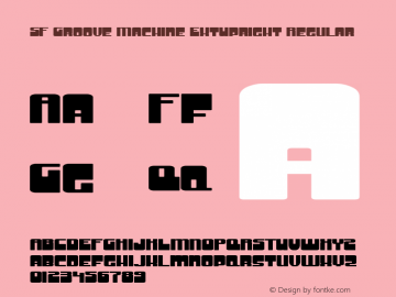 SF Groove Machine ExtUpright Regular ver 1.1; 1999. Freeware for non-commercial use. Font Sample