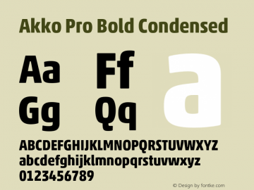 Akko Pro Bold Condensed Version 1.00 Font Sample