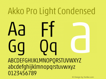 Akko Pro Light Condensed Version 1.00 Font Sample