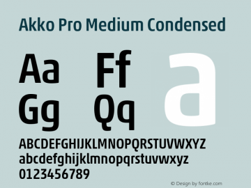 Akko Pro Medium Condensed Version 1.00 Font Sample