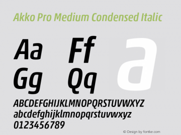 Akko Pro Medium Condensed It Version 1.00 Font Sample