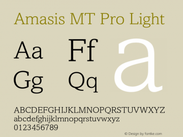 AmasisMTPro-Light Version 2.000 Build 1000 Font Sample