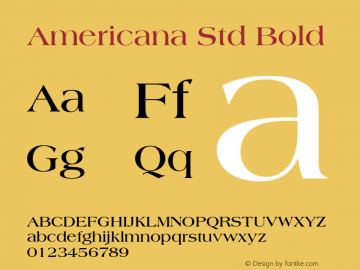Americana Std Bold Version 1.000 Build 1000 Font Sample