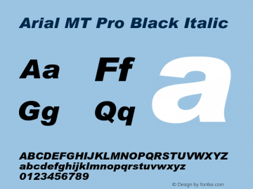 ArialMTPro-BlackItalic Version 1.000 Build 1000图片样张