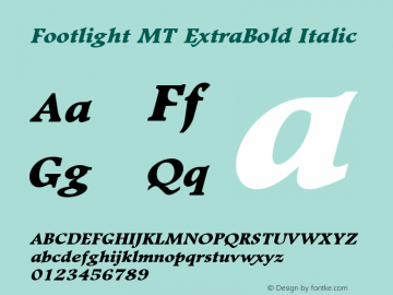 Footlight MT ExtraBold Italic 001.003 Font Sample