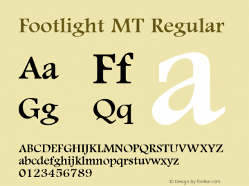 Footlight MT Regular Version 1.0 - November 1993 Font Sample