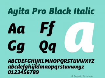 AyitaProBlack-Italic Version 1.0 Font Sample