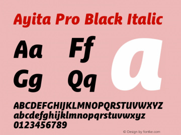Ayita Pro Black Italic Version 1.20 Font Sample