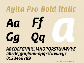 AyitaPro-BoldItalic Version 1.0 Font Sample