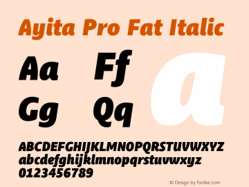 AyitaProFat-Italic Version 1.0 Font Sample