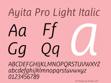 AyitaProLight-Italic Version 1.0图片样张