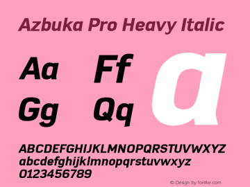 Azbuka Pro Heavy Italic Version 1.000 Font Sample