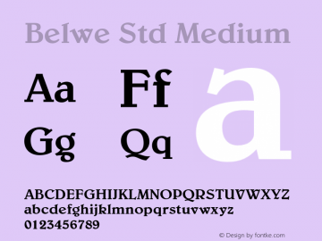 BelweStd-Medium Version 2.000 Build 1000 Font Sample