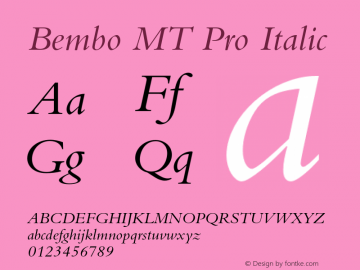 BemboMTPro-Italic Version 1.000 Build 1000图片样张