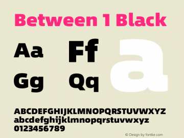 Between 1 Black Version 1.00 Font Sample