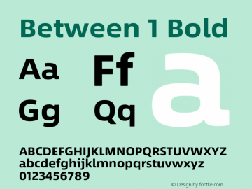 Between 1 Bold Version 1.00 Font Sample