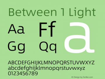 Between 1 Light Version 1.00 Font Sample