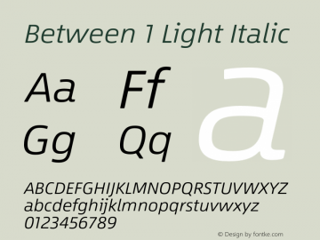 Between 1 Light Italic Version 1.00 Font Sample