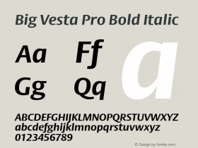 Big Vesta Pro Bold Italic Version 1.00图片样张